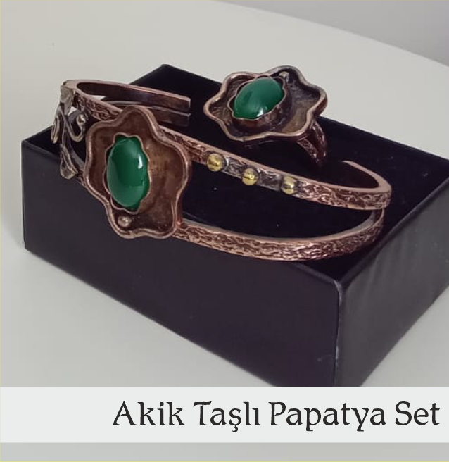 Akik Taşlı Papatya Set